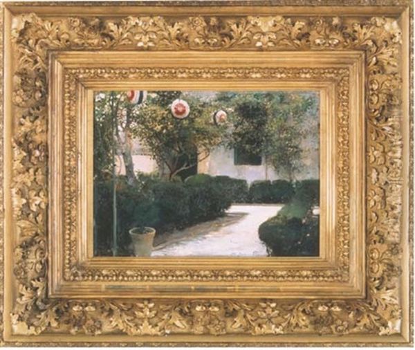 The Garden Oil Painting by Jose Garcia y Ramos