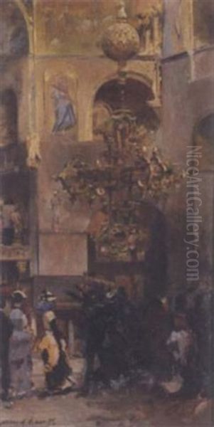 Interior Of San Marco Oil Painting by Jose Garcia y Ramos