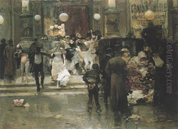 La Salida Del Baile Oil Painting by Jose Garcia y Ramos