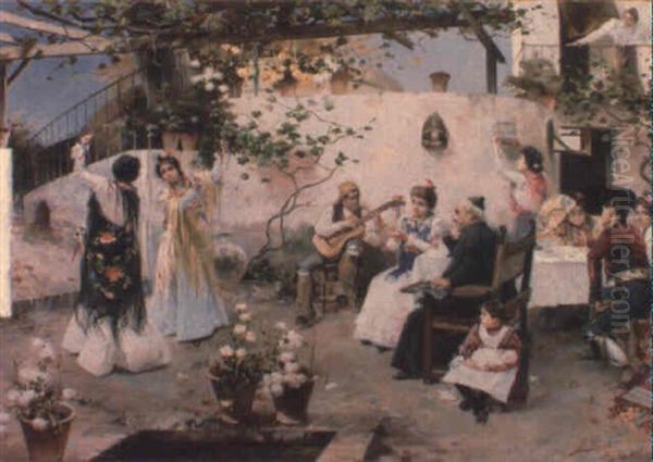 Despues Del Bautizo Oil Painting by Jose Garcia y Ramos