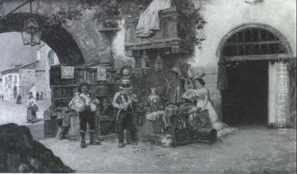 Mercadillo De Antiguedades Oil Painting by Jose Garcia y Ramos