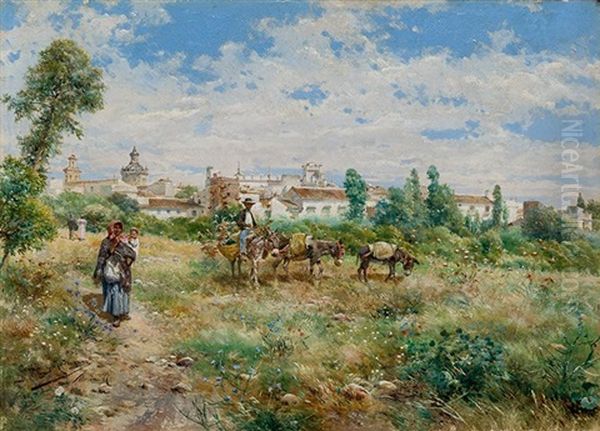 A Las Afueras De Sevilla Oil Painting by Manuel Garcia y Rodriguez