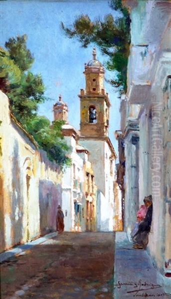 Callecita De Sevilla Oil Painting by Manuel Garcia y Rodriguez