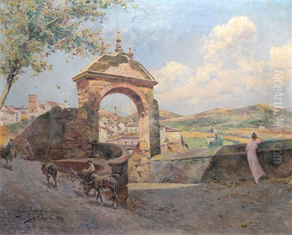 Arco De Felipe V, Ronda Oil Painting by Manuel Garcia y Rodriguez