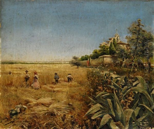 La Siega Oil Painting by Manuel Garcia y Rodriguez