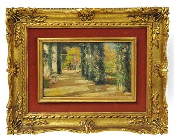 Rincon Del Parque (fountain In The Park) Oil Painting by Manuel Garcia y Rodriguez