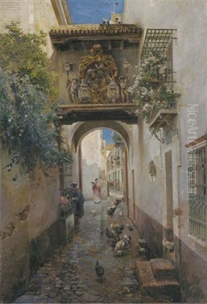 The City Gate, Granada Oil Painting by Manuel Garcia y Rodriguez