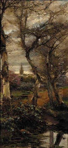 A Wooded Landscape With Seville In The Distance by Manuel Garcia y Rodriguez