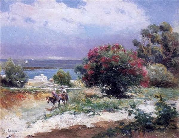 A Orillas Del Mar En Sanlucar De Barrameda Oil Painting by Manuel Garcia y Rodriguez