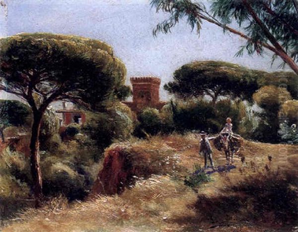 Castillo De Santa Cruz En Sanlucar De Barrameda Oil Painting by Manuel Garcia y Rodriguez