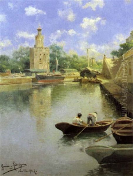 La Torre Del Oro, Sevilla Oil Painting by Manuel Garcia y Rodriguez