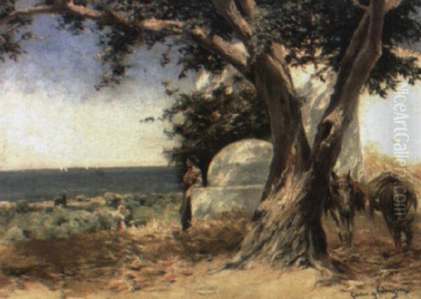 Sanlucar De Barrameda Oil Painting by Manuel Garcia y Rodriguez