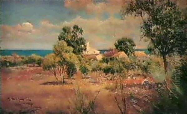 Pinar A Orillas Del Mar Oil Painting by Manuel Garcia y Rodriguez