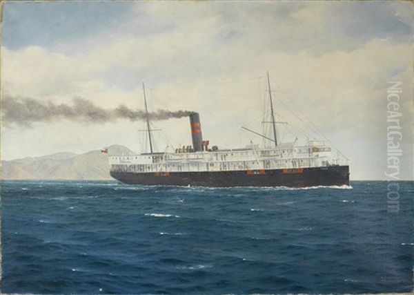 The Passenger Ship S.s. Fresia Headed Out To Sea by Horatio Gerardo Garcia