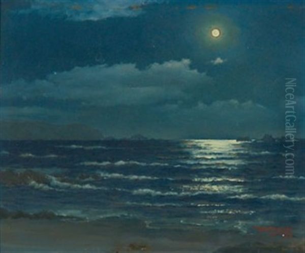 Costas De Chile. Pichilemu. Luna Llena Oil Painting by Horatio Gerardo Garcia