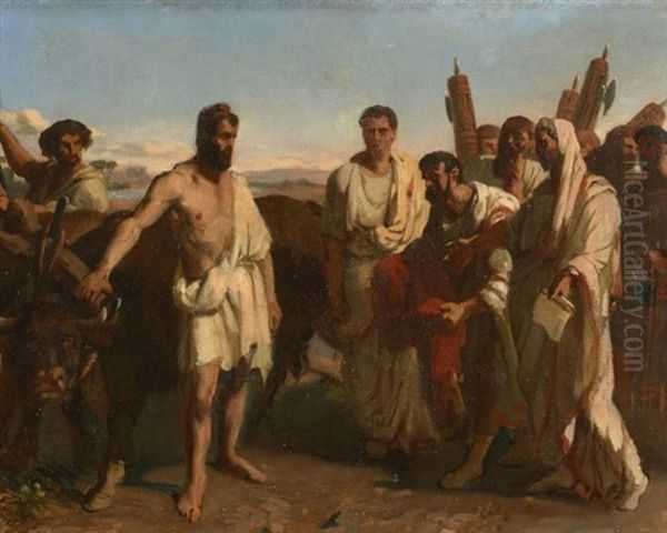 Cincinnatus Recevant Les Deputes Du Senat Oil Painting by Jean-Baptiste Gardel