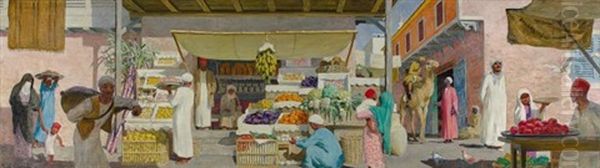 Scene De Rue Au Caire Oil Painting by Raoul du Gardier