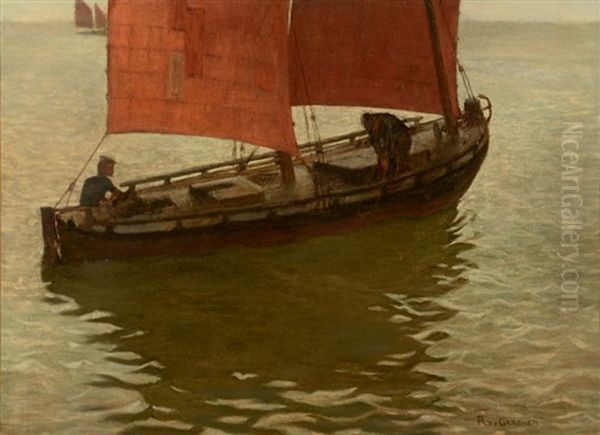 Voilier Aux Deux Marins Oil Painting by Raoul du Gardier