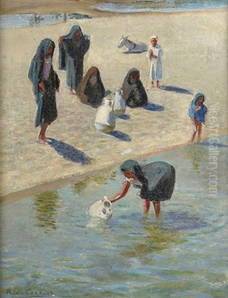 Les Porteuses D'eau Oil Painting by Raoul du Gardier