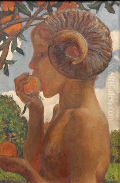 Pan Croquant Dans Une Pomme Oil Painting by Raoul du Gardier