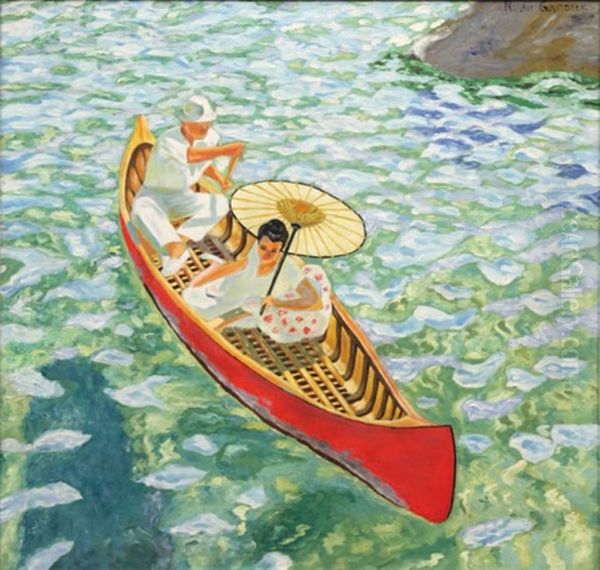 Promenade En Canoe Oil Painting by Raoul du Gardier