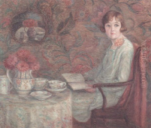 At The Tea Table Oil Painting by Anna Gardiner