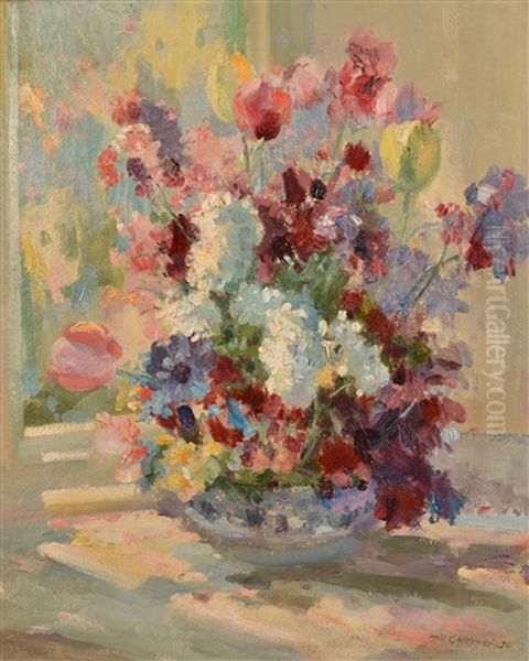 Summer Flowers On A Windowsill by Stanley Horace Gardiner