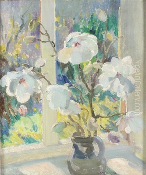 Magnolia Blossom Oil Painting by Stanley Horace Gardiner