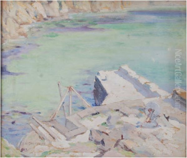 Girl With A Parasol, Lamorna by Stanley Horace Gardiner