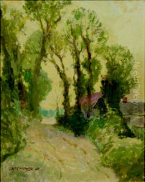 Lamorna Lane Oil Painting by Stanley Horace Gardiner