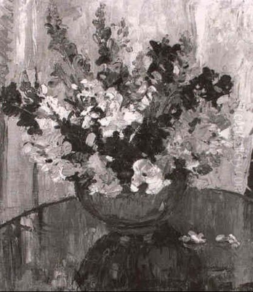 An Impressionistic Study Of Flowers On A Table Oil Painting by Stanley Horace Gardiner