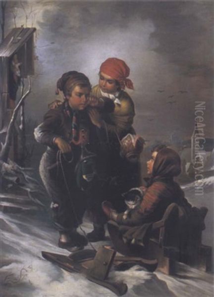 Der Zerbrochene Schlitten Oil Painting by Fritz Gareis