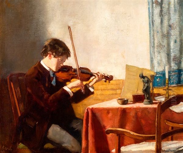 Hans Kindler Als Jonge Violist Oil Painting by Solomon Garf