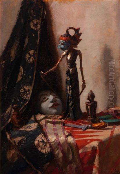 Still Life With Wajang (shadow-puppet) Oil Painting by Solomon Garf