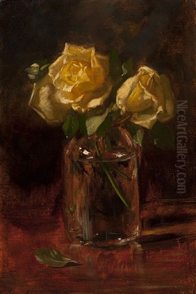 Still Life Of Flowers In A Glass Vase Oil Painting by Solomon Garf