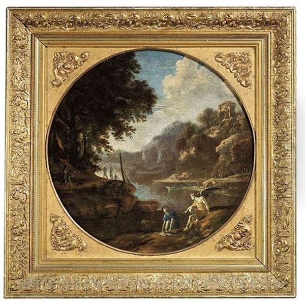 Fluslandschaft Mit Tobias Und Dem Engel Oil Painting by Domenico Gargiulo