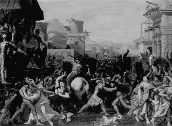 The Rape Of The Savenics Oil Painting by Domenico Gargiulo