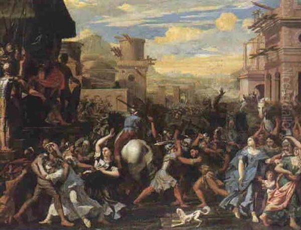 The Rape Of The Savenics Oil Painting by Domenico Gargiulo