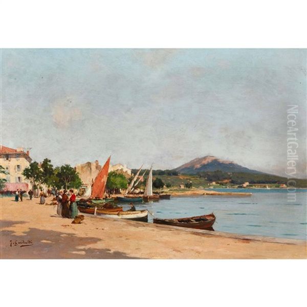 Sommerliche Uferpromenade Oil Painting by Joseph Garibaldi