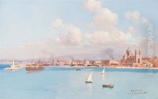 Le Bassin De La Joliette Vu De La Major Oil Painting by Joseph Garibaldi