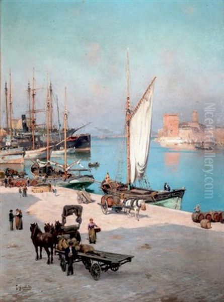 Le Port Anime De Marseille Oil Painting by Joseph Garibaldi