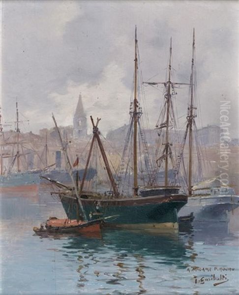 Vue Depuis Le Port De Marseille Oil Painting by Joseph Garibaldi