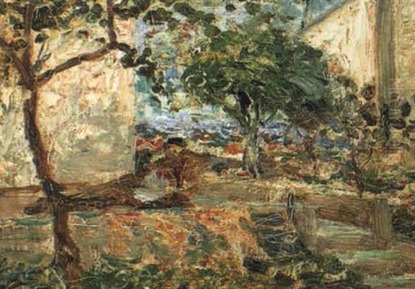 Liegende Frau In Obstgarten Oil Painting by Angelo Garino