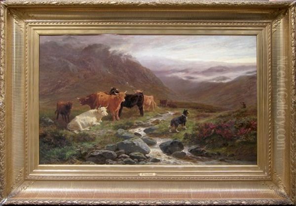 Strayed Cattle (found) Oil Painting by Henry Garland