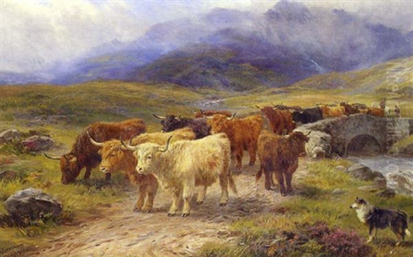 A Highland Drove, Near Inveroran, Argyleshire Oil Painting by Henry Garland