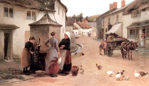 Village Gossips Oil Painting by Henry Garland