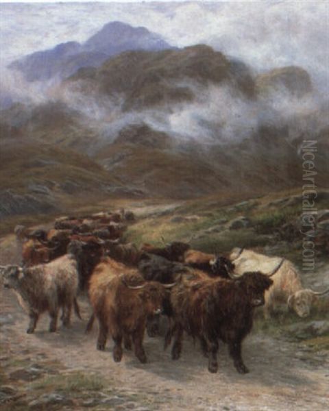 Highland Drove In Glencoe Oil Painting by Henry Garland