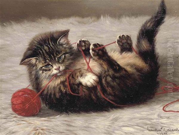 Cat's Cradle (+ A Wooded Landscape, Verso) Oil Painting by Valentine Thomas Garland