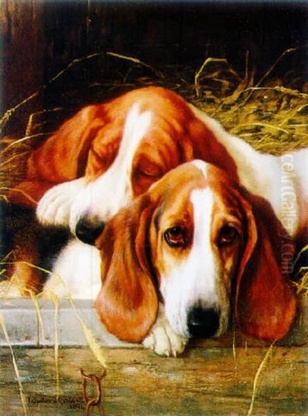 Bassett Hounds At Rest Oil Painting by Valentine Thomas Garland