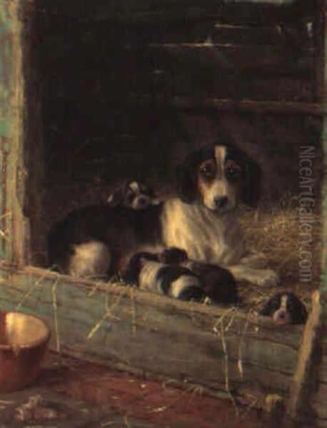 The New Puppies Oil Painting by Valentine Thomas Garland